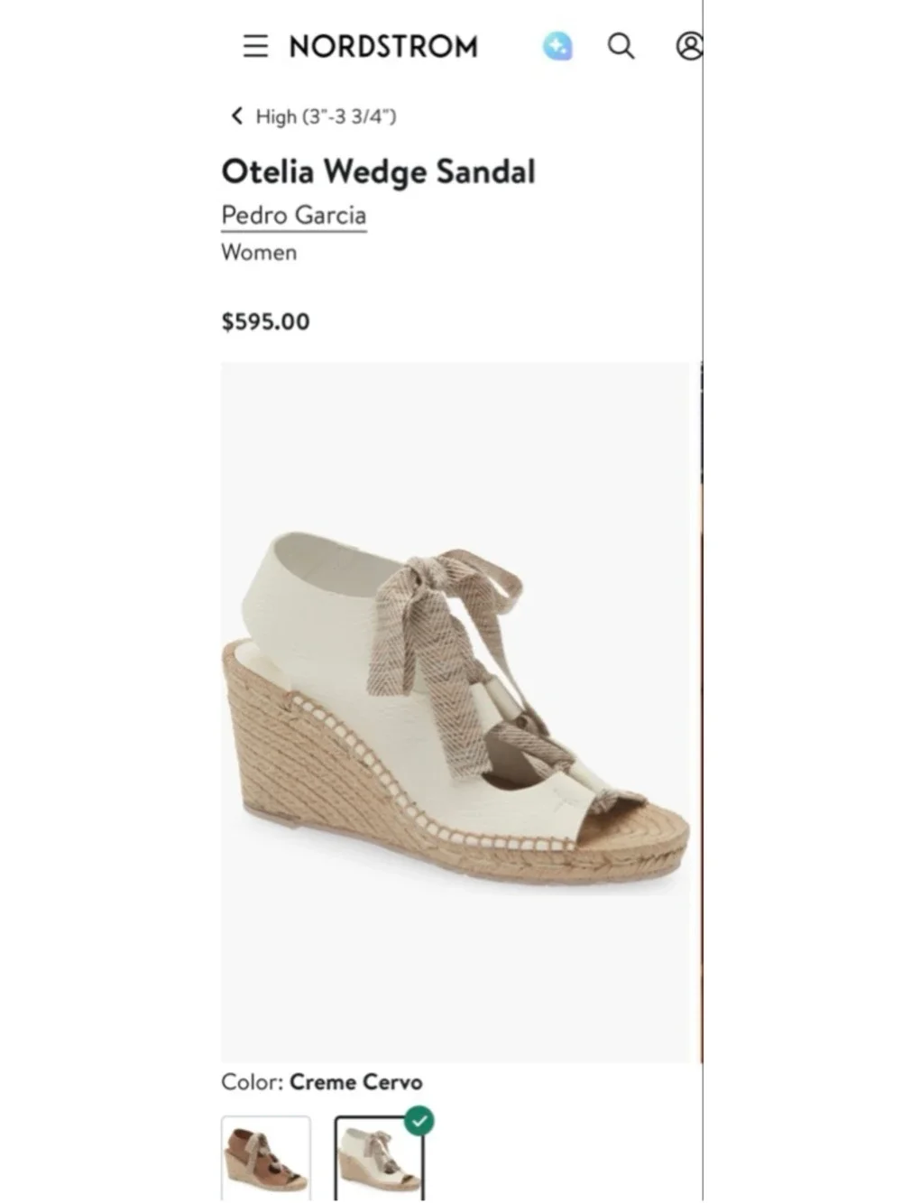 NWT Women's Pedro Garcia Otelia Wedge Sandal in White and Beige Crème Cervo 38.5